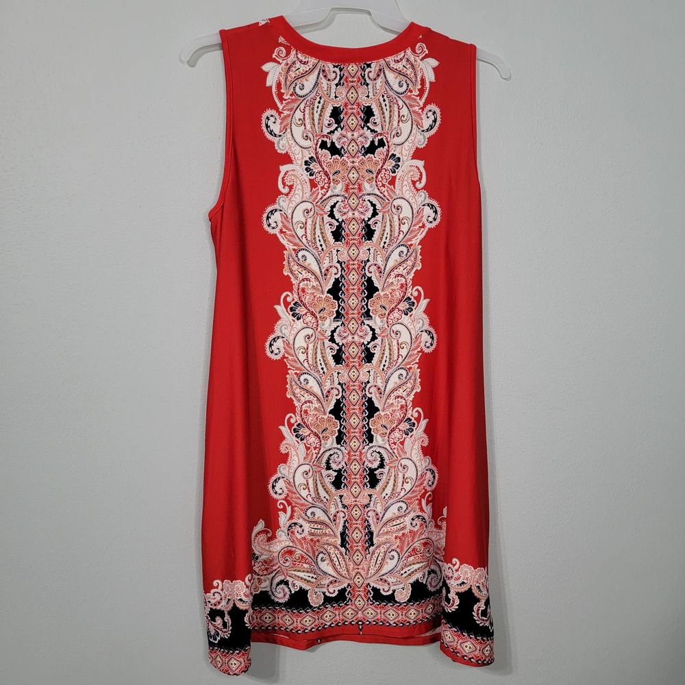 L APT 9 Red dress blue floral paisley gown EE - Picture 2 of 9
